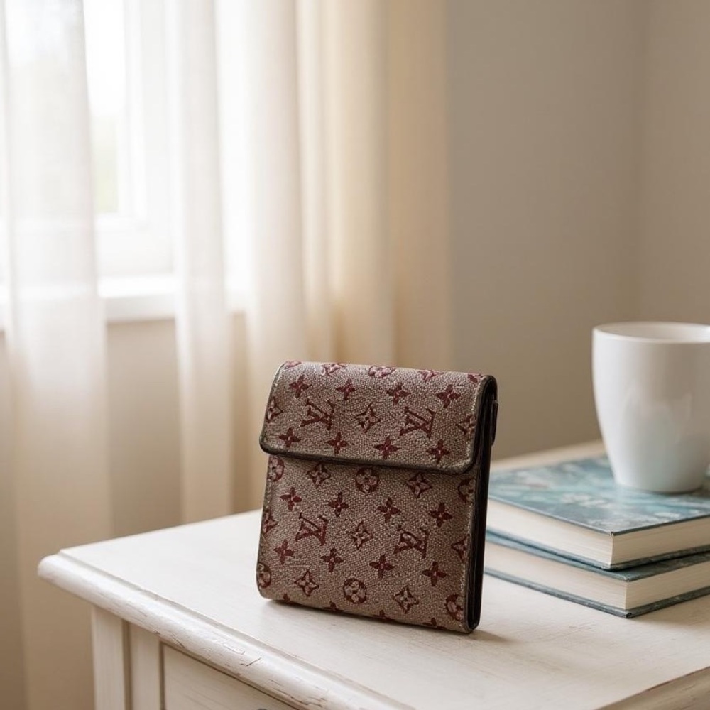 EUC Women's Louis Vuitton Pink Canvas Compact Bifold Wallet